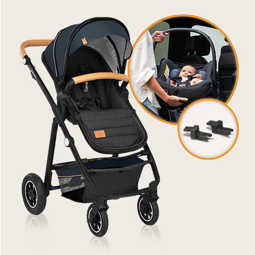 lionelo Amber 2 w 1 Black Silver — Wózek wielofunkcyjny